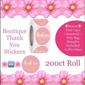 200ct~Thank you Stickers W/Bonus Bags 🌟🆕🌟  (2 Rolls For $20)